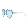 thumbnail image 6 of Womens Retro Rimless Heart Shape Metal Rim Sunglasses Silver Blue - Blue, 6 of 8