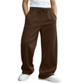 thumbnail image 6 of CYRBOKO Boys Fleece Lined Sweatpants, Elastic Drawstring Waist Casual Thermal Fall Winter Athletic Pants with Pockets Brown Size 14-15 T, 6 of 7