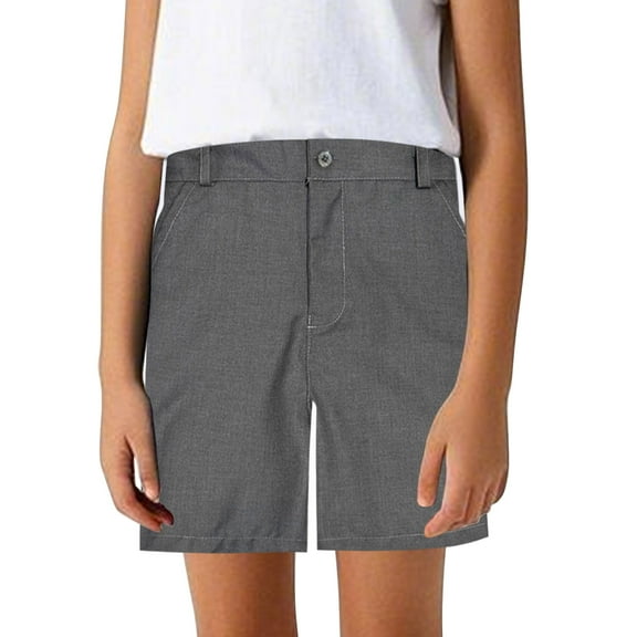 Girls Athletic Shorts Pull on Grey Shorts High Waisted School Pants for Boys 7-8 Years