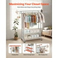 thumbnail image 2 of VEVOR Clothes Rack, Rolling Clothing Garment Rack with 2 Hanging Rods and 2 Storage Shelves, 264 lbs Load Capacity, Adjustable Height Carbon Steel Clothing Racks, 2 of 9