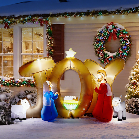 Ktaxon 8ft Christmas Inflatable Holy Family Nativity Scene Christmas Outdoor Decor