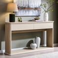 thumbnail image 5 of Aitjunz 63" Console Table with 2 Drawers and Storage Shelf, Waterfall Wood Grain Entryway Table with Curved Edges, Long Sofa Table for Living Room, Hallway and Foyer, 5 of 6