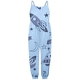 thumbnail image 2 of Girls Romper Girls Fun Print Sleeveless Romper Jumpsuits Girls Jumpsuit Blue 2-3 Years, 2 of 3
