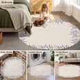 thumbnail image 5 of Round Rugs 5Ft, Purple Lavender Round Area Rug Washable Indoor Throw Carpet, Farmhouse Vintage Botanical Flowers Floral Soft Non Slip Circle Rug for Cabinet Bathroom Home Decor Aesthetic, 5 of 8