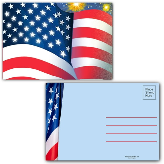 American Flag Postcards - 40 4x 6 Patriotic Postcards - 17100