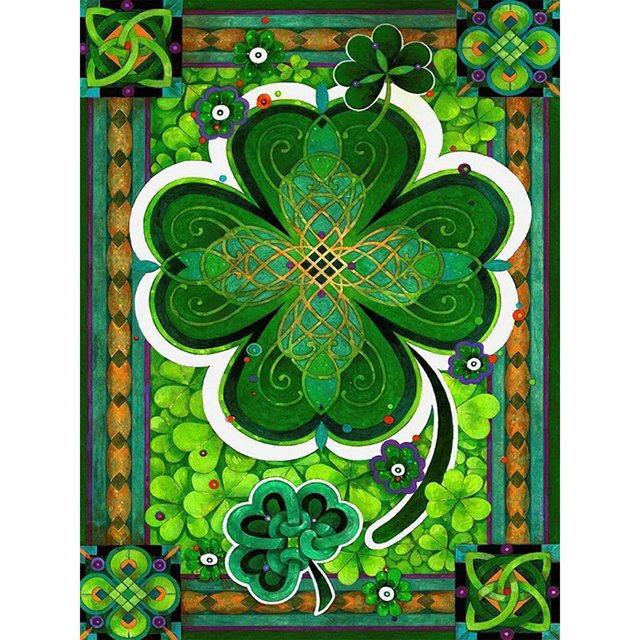 Pintura de diamante (DB5056) 5D Square Mosaic Craft DIY Lucky Leaf Poster Kit 45x60cm Hugtrwg Para estrenar