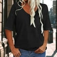 thumbnail image 6 of GEWSEY Womens T Shirts Basic V Neck Tee Loose Fit Casual Short Sleeve Summer Tops (Black, L), 6 of 7