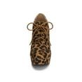 thumbnail image 6 of BLISSFUL STEP Women's Platform Block Heel Lace Up Booties Leopard 11, 6 of 8