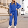 thumbnail image 5 of Women's 2 Piece Fall Active Sets Loose Fit Zip Front Hooded Track Top Drawstring Jogging Pants Athletic Daily Outfits Royal Blue XXL, 5 of 6