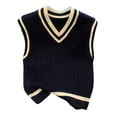 thumbnail image 6 of Women's Casual V-Neck Pullover Shirt Collision Color Sleeveless Sweater Vest for Fall Winter Preppy Looks,Navy,M, 6 of 6