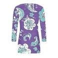 thumbnail image 6 of Aobny Floral Fancy Tops for Women Plus Size Purple T-Shirt 3/4 Sleeve Square Neckline Tops for Women Trendy Sexy, 6 of 7