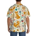 thumbnail image 3 of Sikiie Whimsical Fox Floral Garden Men's Cuban Shirt, Hawaiian Shirts, Business Casual Button Down Shirts, Short Sleeve Shirt-Small, 3 of 5