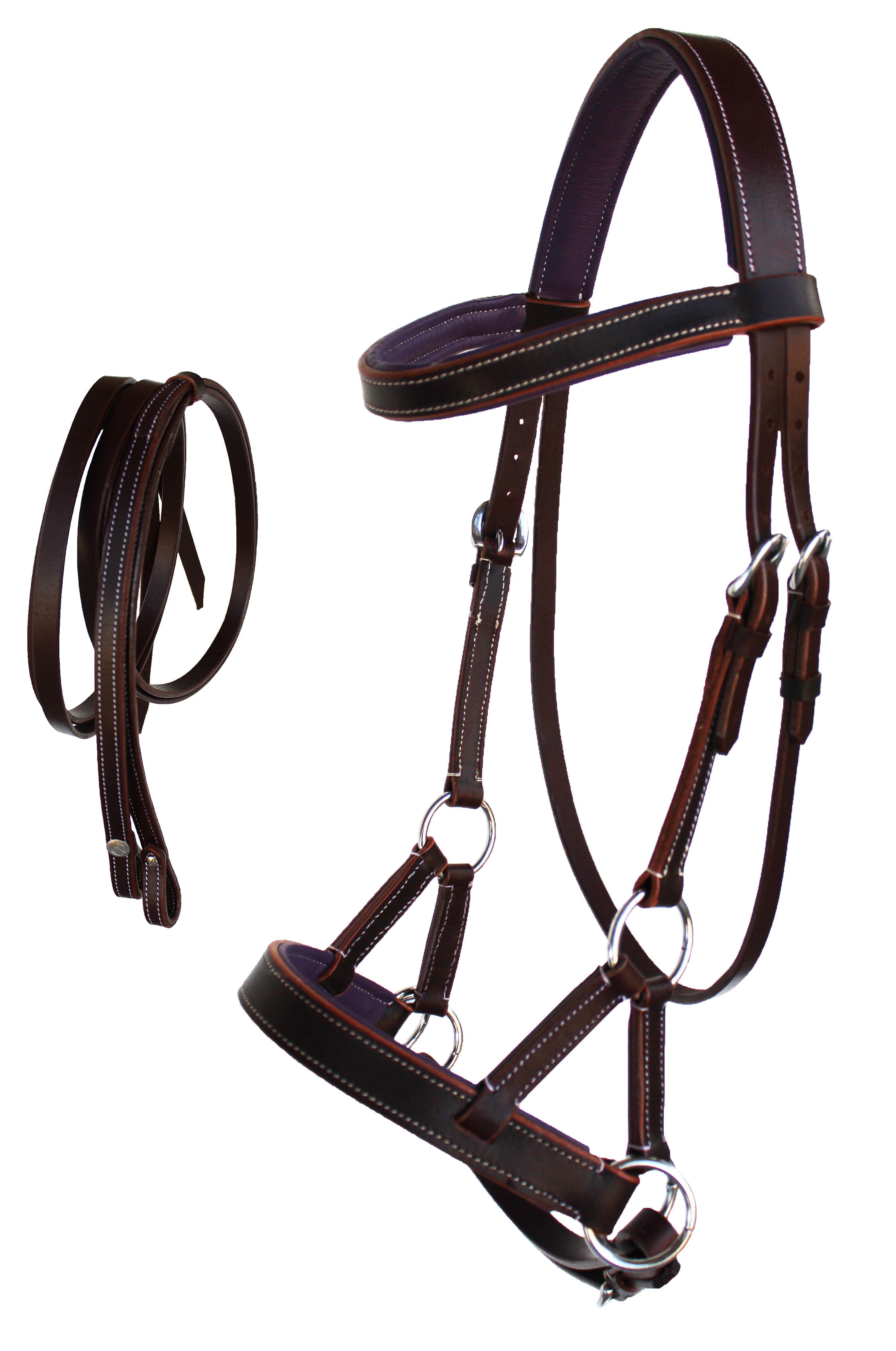 bit free bridle & gripper reins Bitless anatomical comfort leather bridle 