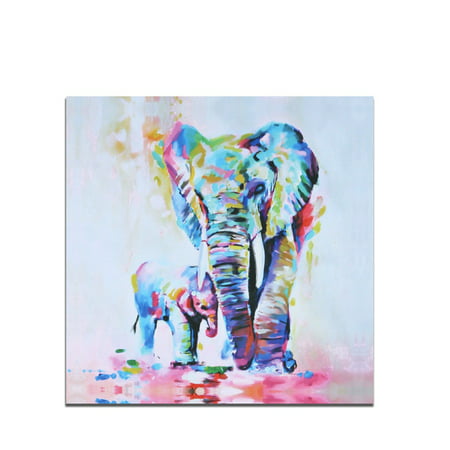 Canvas Wall Art Colorful Elephant Canvas Art 50*50cm Nature Pictures Animal Artwork for Home Living Room Bedroom Wall