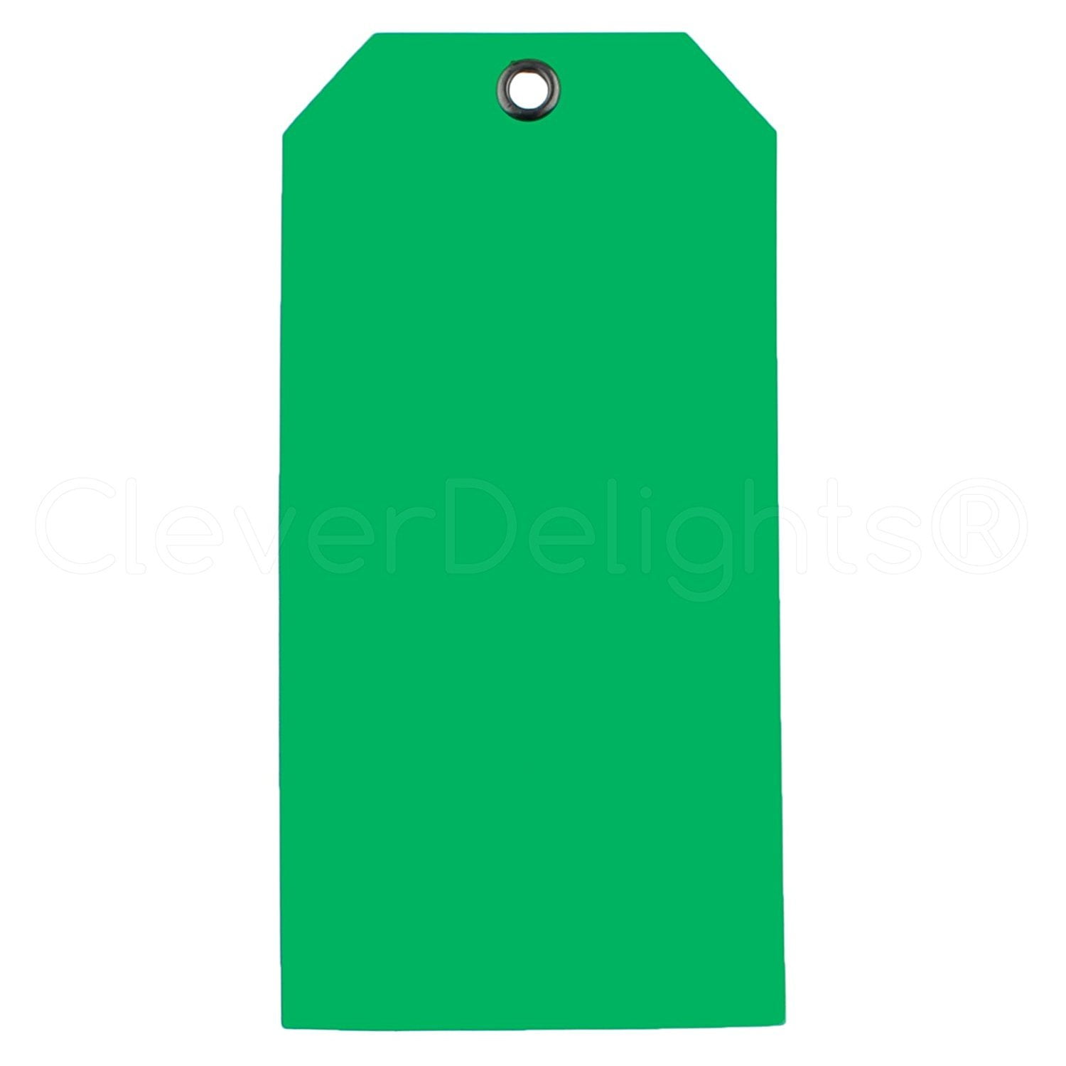 100 Pack CleverDelights Green Plastic Tags 4.75" x 2.375" Tear
