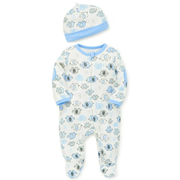 Baby Sleepers Elephant Blue Zipper Footie Pajamas for Boys - Preemie ...