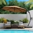 thumbnail image 2 of LAUSAINT HOME 11 FT Outdoor Patio Umbrella with Base, Aluminum Cantilever Umbrella with Crank, Tan, 2 of 10