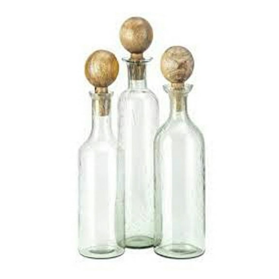 A&B Home Umbria Glass Bottles - Set of 3 - Brown/Clear