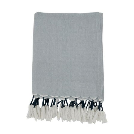 50 x 60 in. Chic Comfort Tassel Oblong Throw Blanket, Chambray
