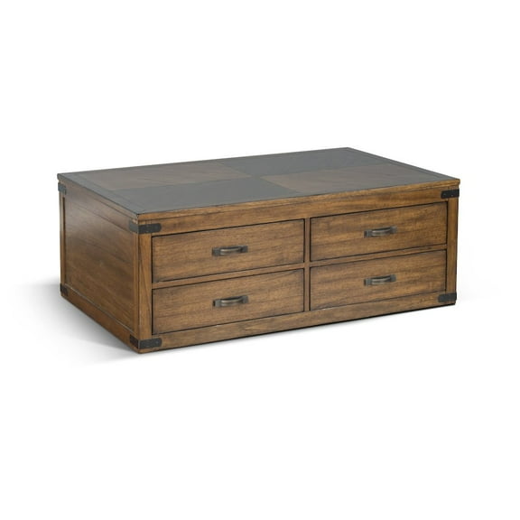 Sunny Designs Safari 50" Transitional Wood Coffee Table in Medium Brown