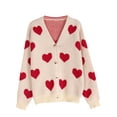 thumbnail image 5 of Cardigans for Women Heart Print Valentine's Day Sweaters Loose Casual Button Down Long Sleeve Open Front Knit Cardigans Alsol Lamesa, 5 of 6