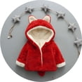 thumbnail image 2 of AWZXDE Kids Cute Soft Sweater with Buttons Solid Color Thickened Warm Hooded Casual Versatile Cartoon Design Red,18-24 Months, 2 of 4