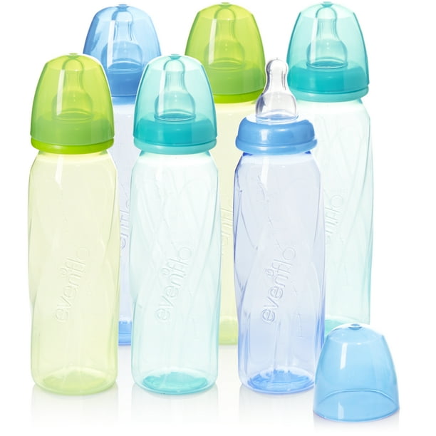 Evenflo Feeding Vented + BPAFree Plastic Baby Bottles 8oz, Teal/Blue