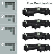 Modular Sectional Sofa Couch, Living Room Sofa Couch for Department, Black