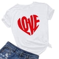 thumbnail image 4 of PNTUTB Women Valentine's Day Short Sleeve Printed Casual Printed Round Neck Loose Basic Top, 4 of 6