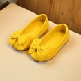 thumbnail image 6 of UTTOASFAY Toddler Shoes Children Kid Baby Girls Solid Shoes Bowknot Student Single Soft Dance Princess Shoes Yellow 2.5-3 Years, 6 of 9