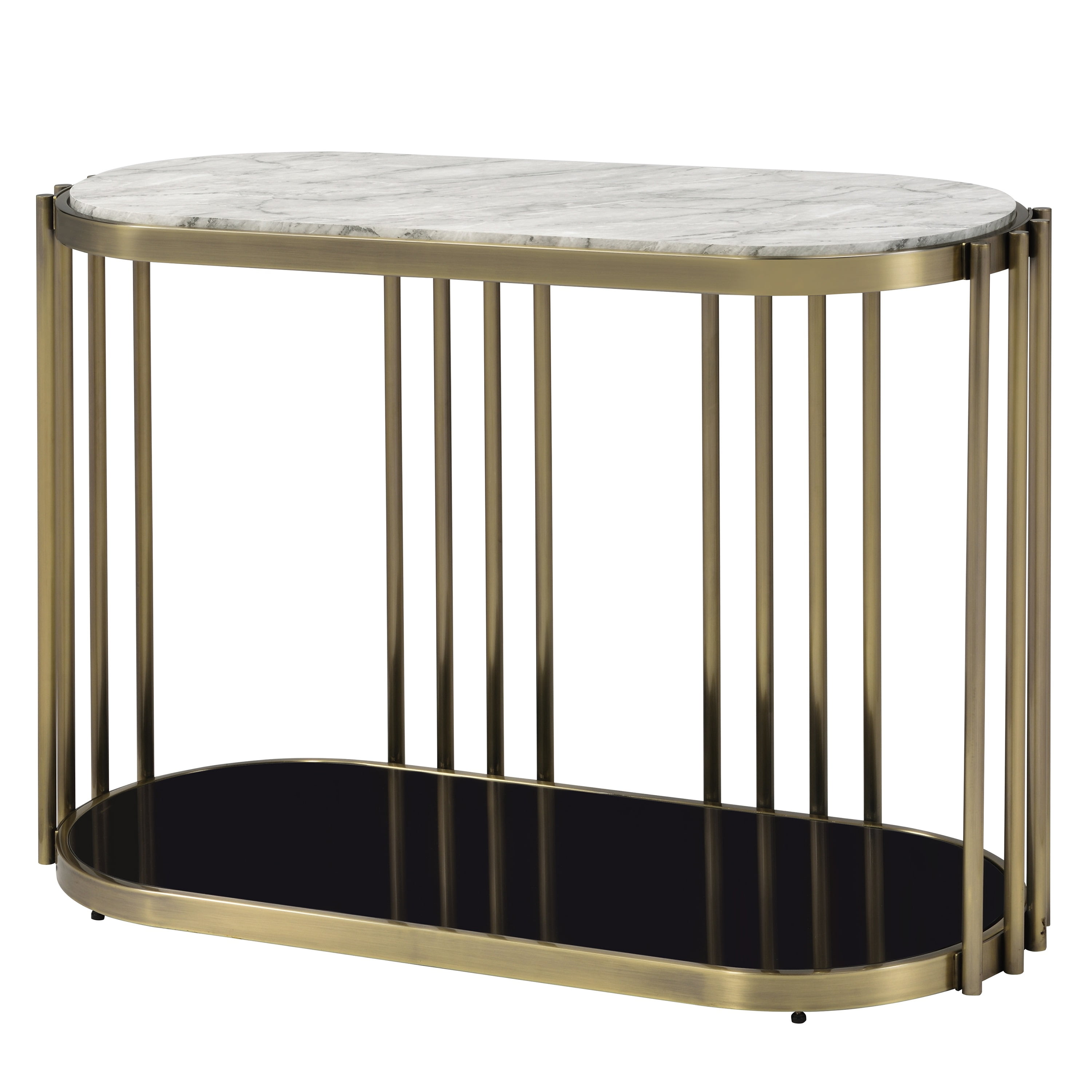 Furniture of America Wilmo Faux Marble 1-Shelf Console Table, Brass