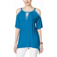 thumbnail image 1 of INC blusa halter adornada para mujer, azul, pequeÃ±a I-N-C Cabestro, 1 of 1