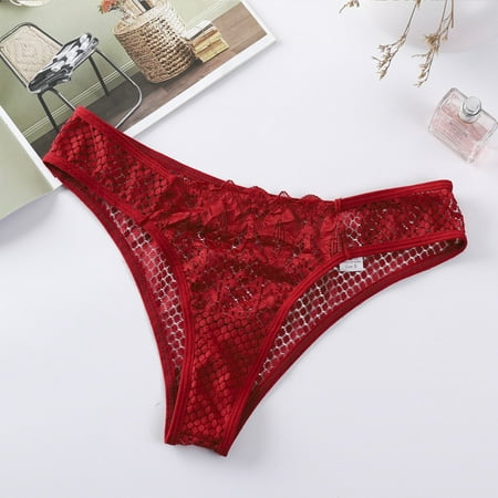 kpoplk Womens Underwear Invisible Seamless Hipster Lace Underwear Full Coverage Panties S Red