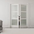 thumbnail image 2 of 56" x 96" 3-Lite Frosted Glass French Door Solid Wood Manufacture Interior Double Bathroom Door With Hardware Kit, 2 of 8