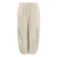 thumbnail image 4 of Linen Barrel Pants Women Baggy Summer Wide Leg High Waisted Palazzo Harem Pants Flowy Loose Fit Lantern Trousers, 4 of 4