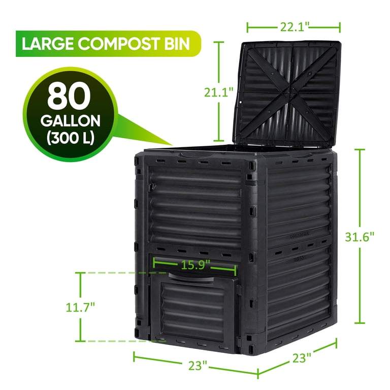 HomGarden 80 Gallon Tumbling Composter, Black photo 2