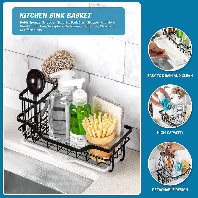IZEYNO Stainless Steel Sink Caddy Organizer, Black photo 3