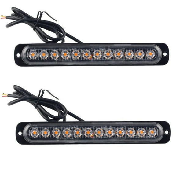 Emergency Strobe Light Bar For Vehicles, High Performance Warning Light With Ultra-Thin Waterproof Design, Aluminum Alloy Casing, Pc Lens, Many Flashing Patterns, 2Pcs Amber &