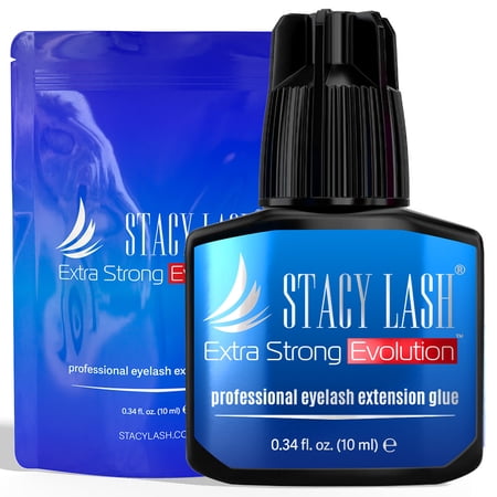 Stacy Lash Extra Strong Evolution Adhesive (0.34 fl.oz / 10 ml) / Black Cyanoacrylate Eyelash Extension Glue / Fast Drying Formula / Professional Use Only