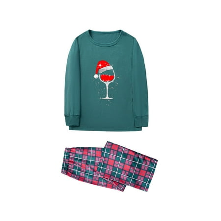 

ViLaViDe Family Matching Christmas Pajamas Set Solid Sleeves Cute Pattern Printing Festival For Adults & Kids Parent Child Outfit