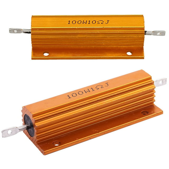 2 Pcs Résistance de Puissance en Aluminium Doré 100W - 1 Ohm 1R & 10 Ohm 10R