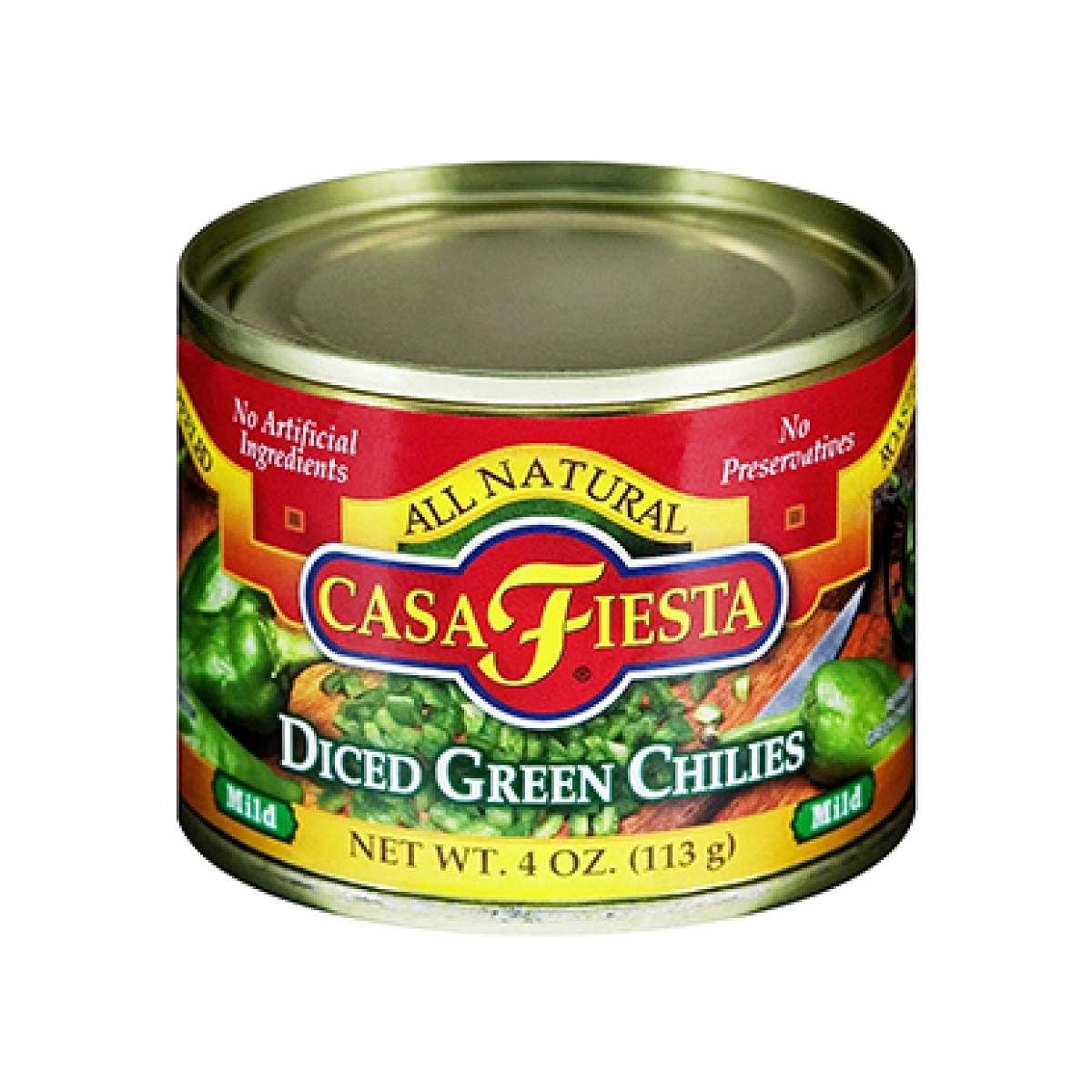 Casa Fiesta Diced Green Chilies, Mild, 4 Oz
