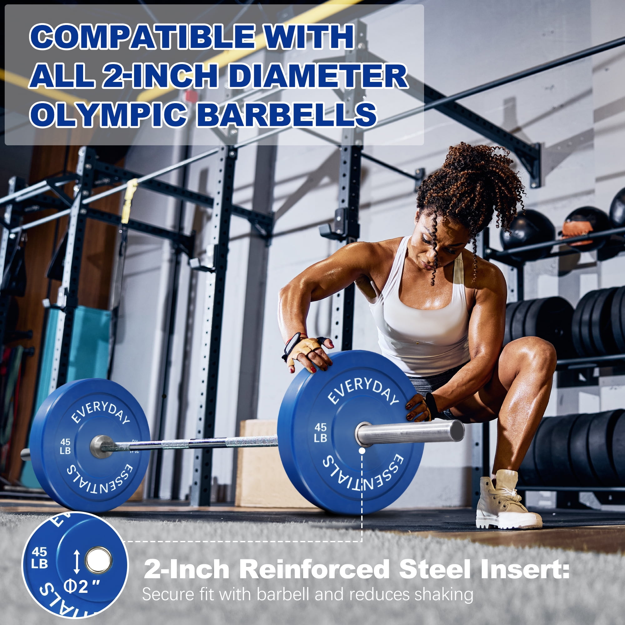 BalanceFrom Olympic Bumper Plate Weight Plate with Steel Hub, Color Coded, 45 lbs Single