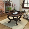 thumbnail image 2 of GDF Studio Isabella Traditional Faux Wood Circular Coffee Table, Dark Walnut, 2 of 7