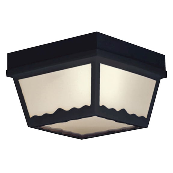 Elk Home Wavy 1-Light Outdoor Flush Mount Ceiling Light, Black with Frosted Glass Panels