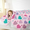 thumbnail image 5 of Manfei Cute Heart Loves Full Size Comforter Sets,Geometric Polka Dot Bedding Comforter Set,Pink Purple Cyan Bedding Sets For Girls Kids,Breathable Home Decor Reversible,3pcs, 5 of 9