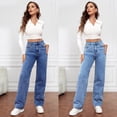 thumbnail image 4 of LYMAYTER Women's High Waist Wide Leg Jeans Vintage Wash Stretchy Soft Denim Pants S-5XL, 4 of 10