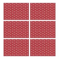 Red Christmas Deer and Snowflake Pattern Summer Placemats Table Placemats Set Of 6-Linen Kitchen Washable Placemats Table Mats 11.8"x17.7" Non-Slip Heat Resistant