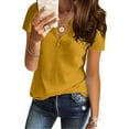 thumbnail image 4 of Scyoekwg Womens Short Sleeve Tops Summer Trendy V Neck Classic Solid Color Casual Dressy Blouses Loose Comfy Tees Shirts (Yellow,XXXL), 4 of 5