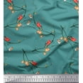 thumbnail image 1 of Soimoi Blue Rayon Fabric Branch,Floral & American Robin Bird Fabric Prints by Yard 42 Inch Wide, 1 of 1